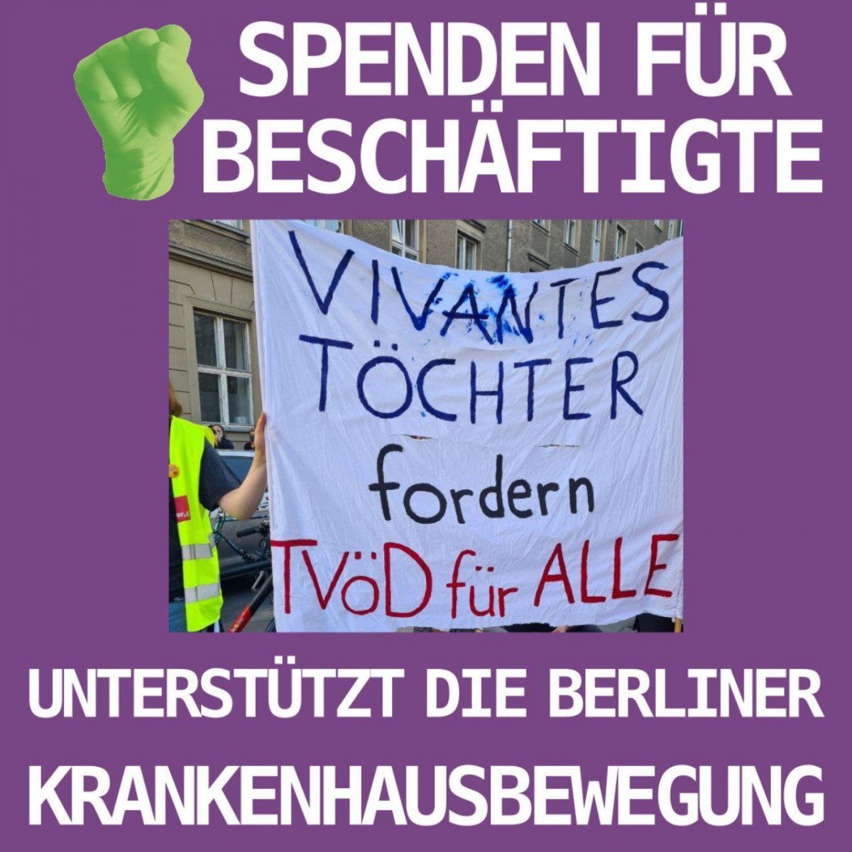 Letzte Runde der Spendenkampagne für die Beschäftigten der Berliner Krankenhausbewegung